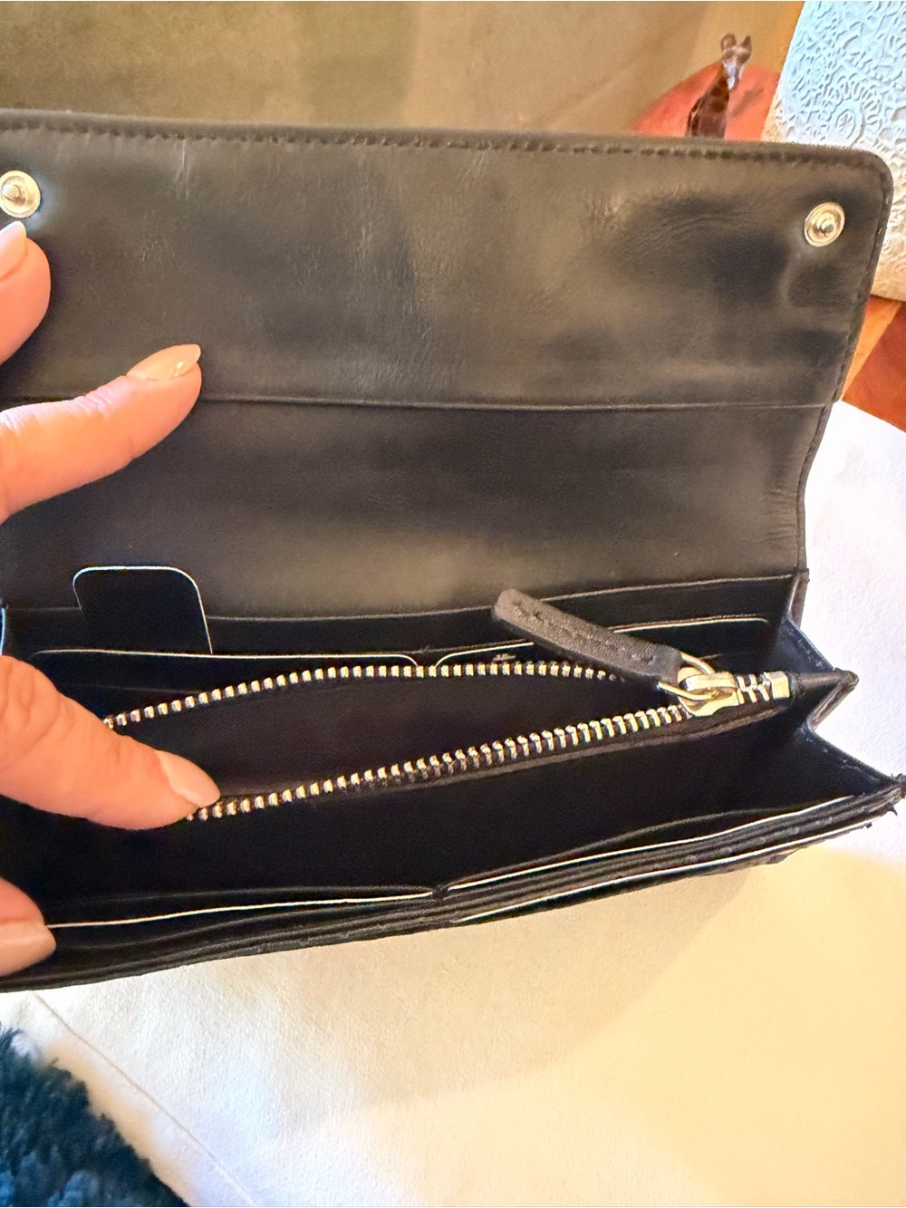 latico Black Perforated Leather Snap Wallet with Silver Accents - Picture 3 of 4